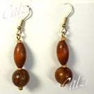 Wooden Bead Dangle Earrings