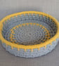 Handmade Coiled Macramé Basket - Grey & Ochre Decorative Basket - Image 2