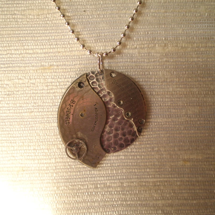 Steampunk Abstract Textured Necklace
