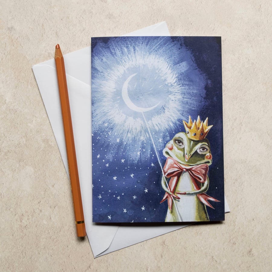 Hartley the frog Prince note card, A6.