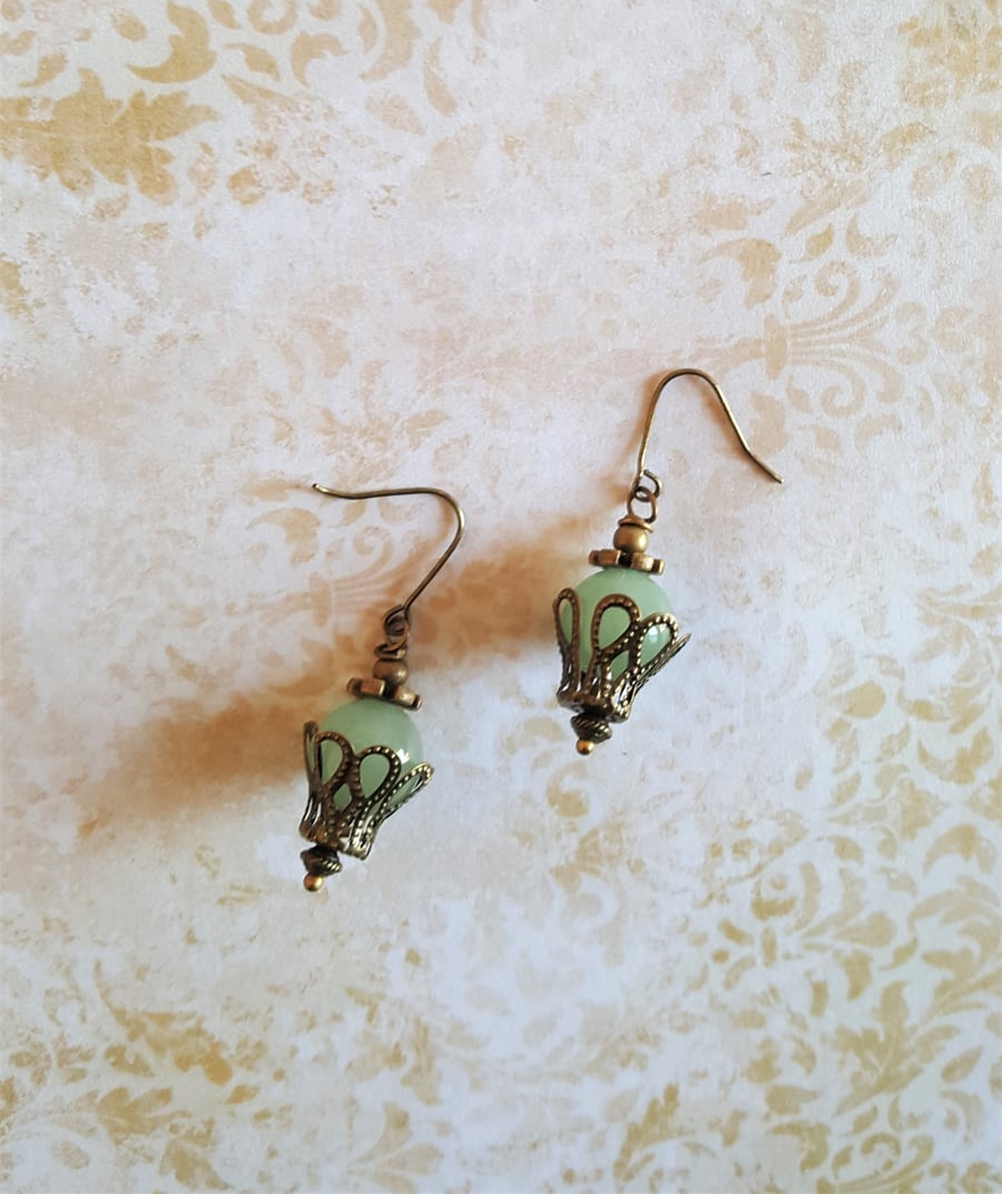 Steampunk Aventurine Hot Air Balloon Earrings Stocking Filler Gift