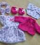 12 inch Dolls 5 piece Pink Floral Clothing set (105)