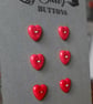 6 Vintage Red Heart shaped Buttons 12mm - Image 3