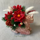 Highland Cow Christmas Gift: Spa Set with Festive Vegan Soap Flowers for Her