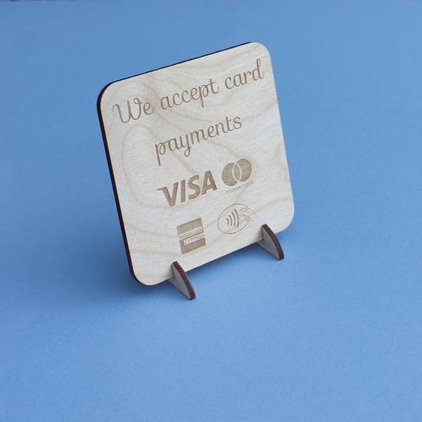 We accept card payments contactless POS Sign Stand for Craft Stall Market