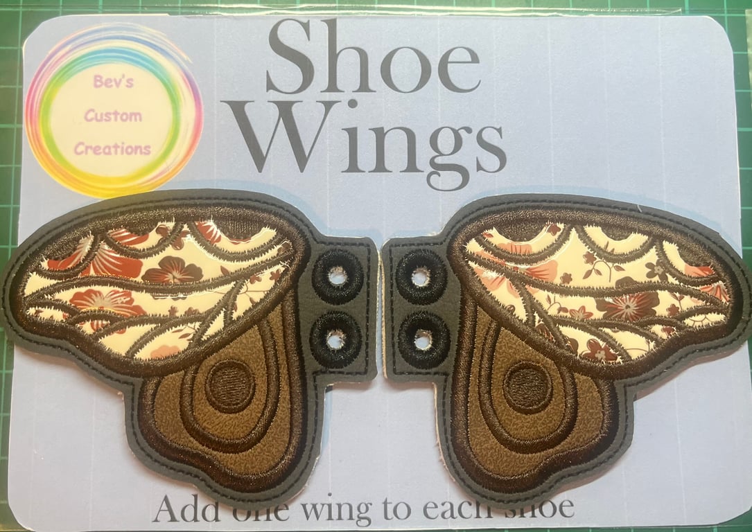 Moth, Embroidered shoe,boot wings.