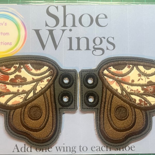 Moth, Embroidered shoe,boot wings.