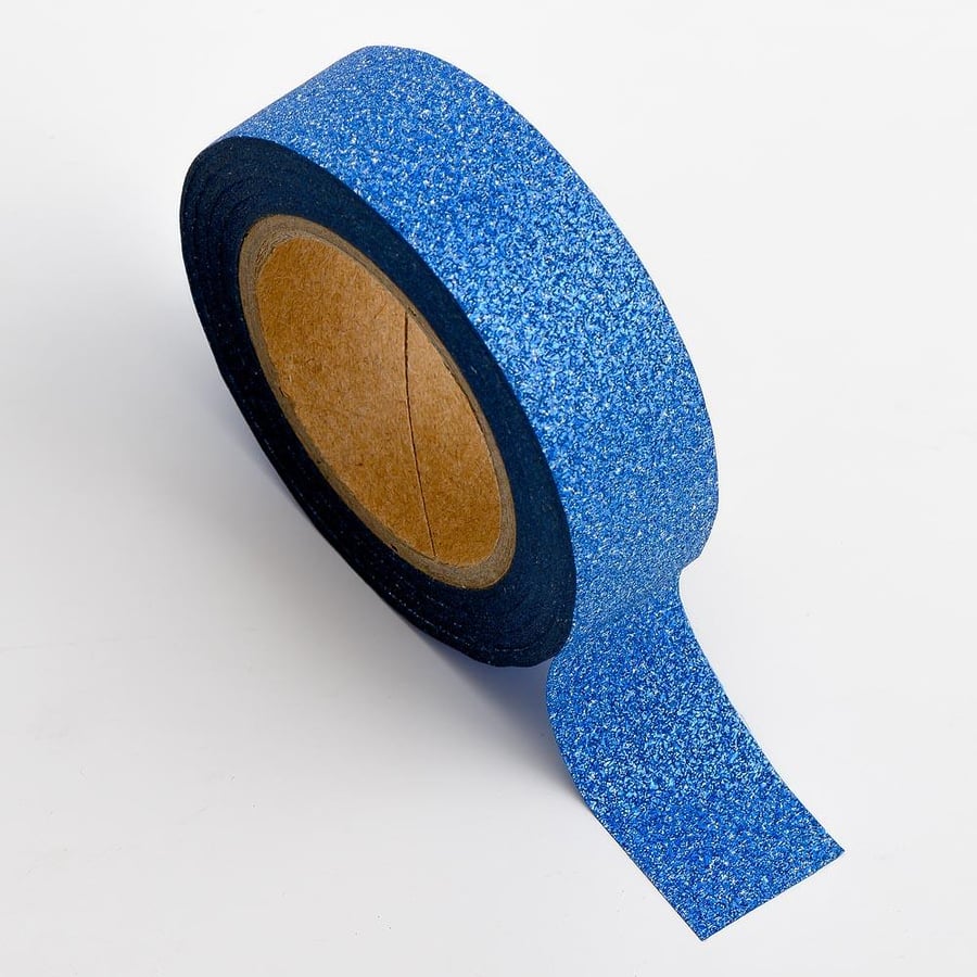 Sapphire Blue Glitter Adhesive Washi Tape 15mm x 10m