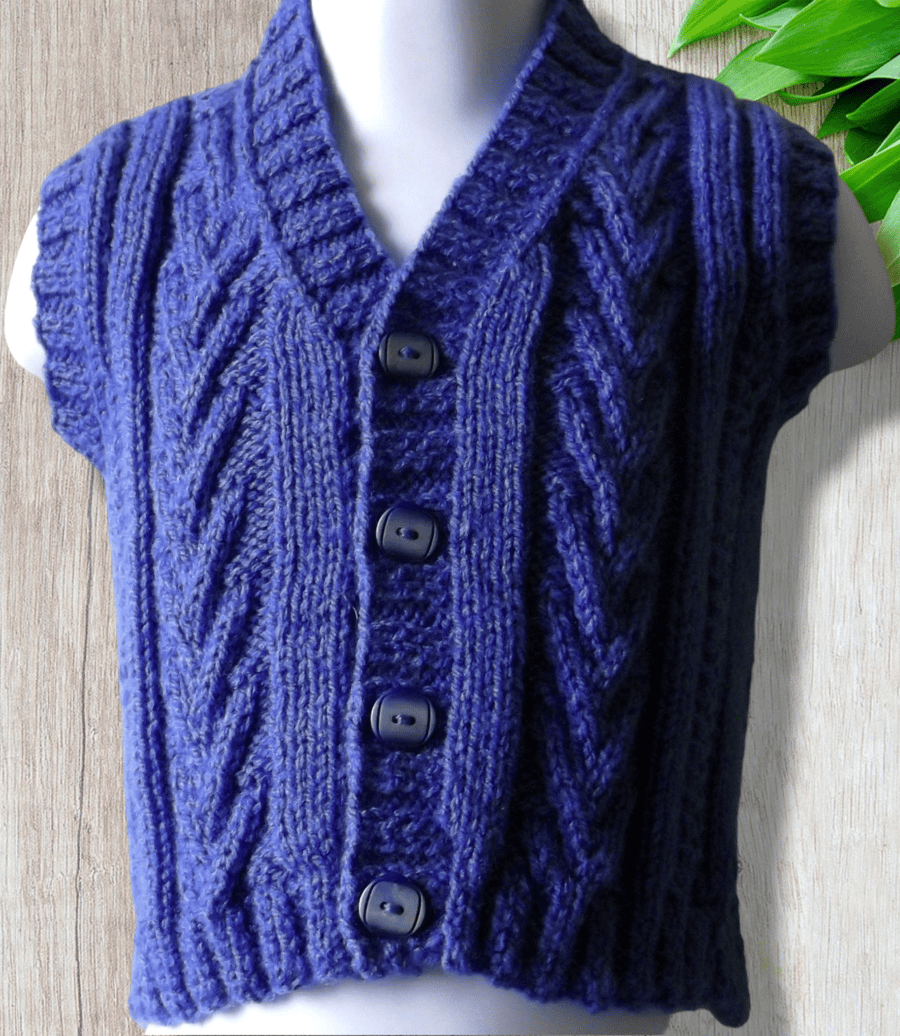 Babies knitted blue waistcoat