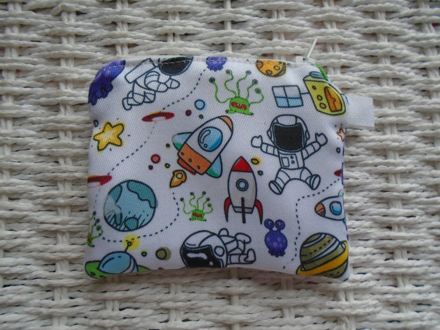 Spacemen Rockets & Aliens Coin Purse or Card Holder.