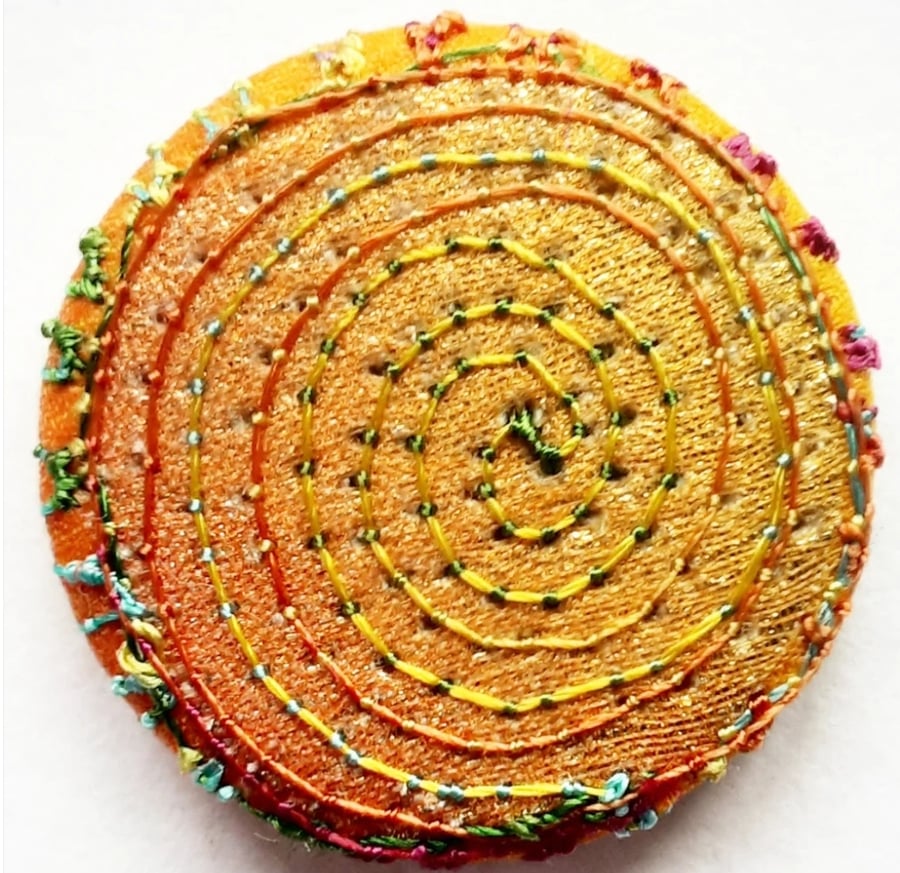 Buttons 1 inch button Hand Dyed Silks and Cottons Free Machine Embroidery Button