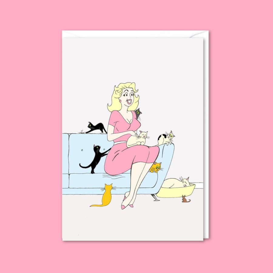 Crazy Cat Lady Greetings Card - Ideal for a Cat Mum - Any Occasion Card