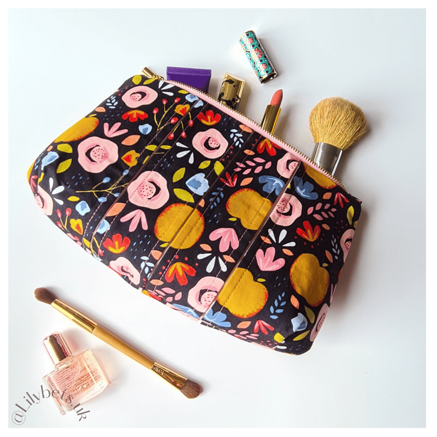 Medium floral cosmetic bag -  medium make up bag -  medium zip pouch