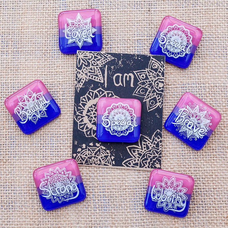 Bisexual Flag Pride Motivational Positive Thinking Glass Enamel Pin Badge