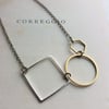 Geometric Row shapes necklace - square circle hexagon row - geometric jewellery 