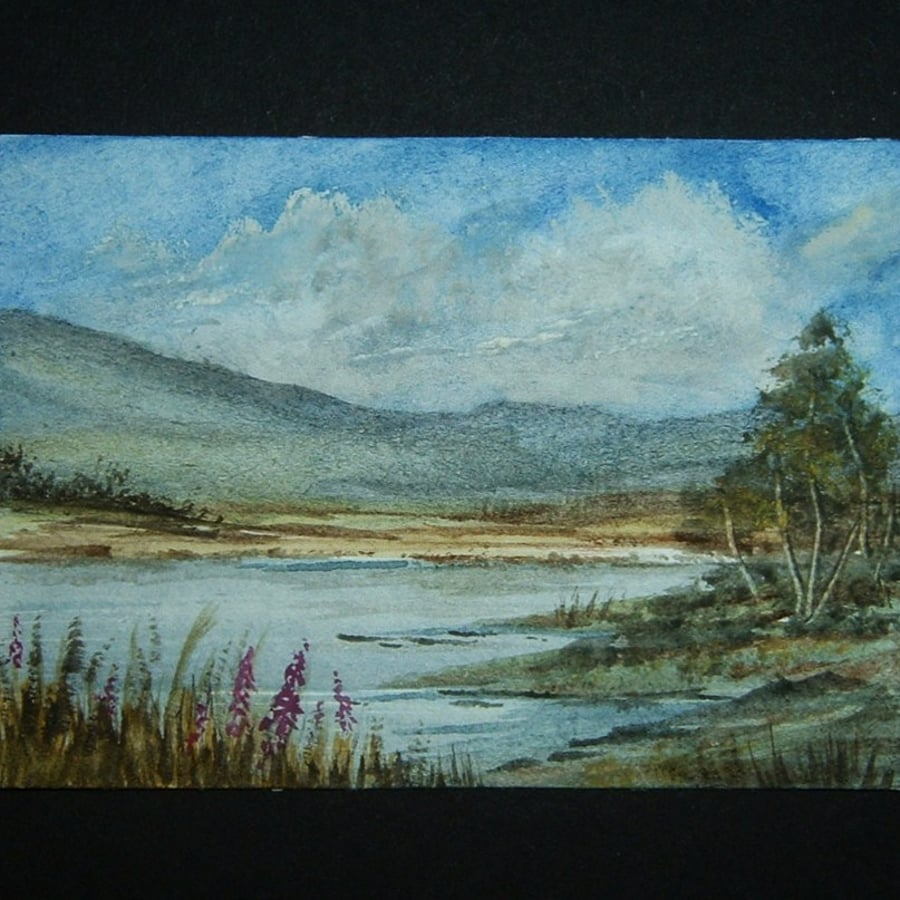 aceo art painting landscape original watercolour ref 258