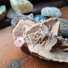 Raw Pink Opal Crystal and Sterling Silver Bracelet - October Birthstone