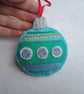 Bauble Retro Christmas Decoration hand embroidered felt  - Image 9