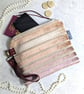 Clutch Pouch Bag - Striped Chenille Pouch Bag with Detachable Leather Strap