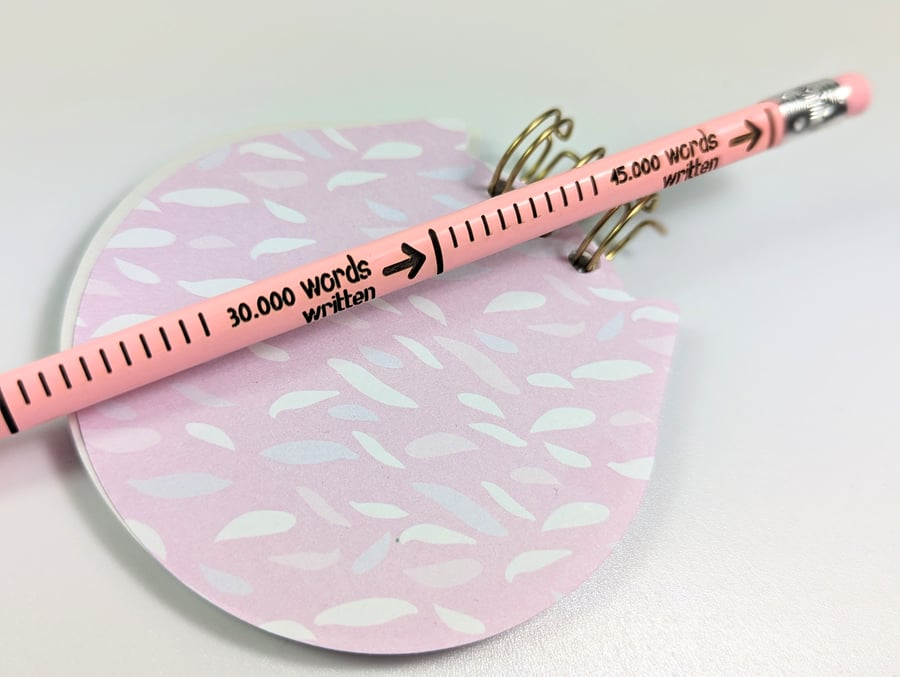 Word counter pencil in pastels, company HB pencil, words written pencil, writing
