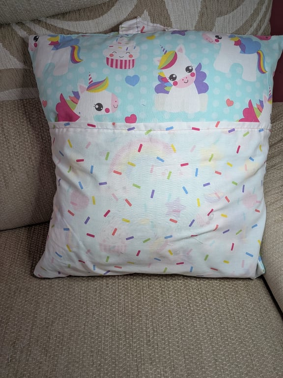 Unicorn and sprinkles book cushion 