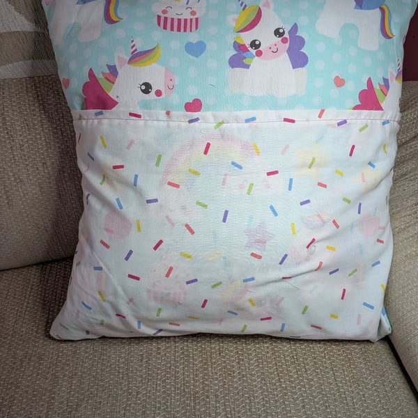 Unicorn and sprinkles book cushion 