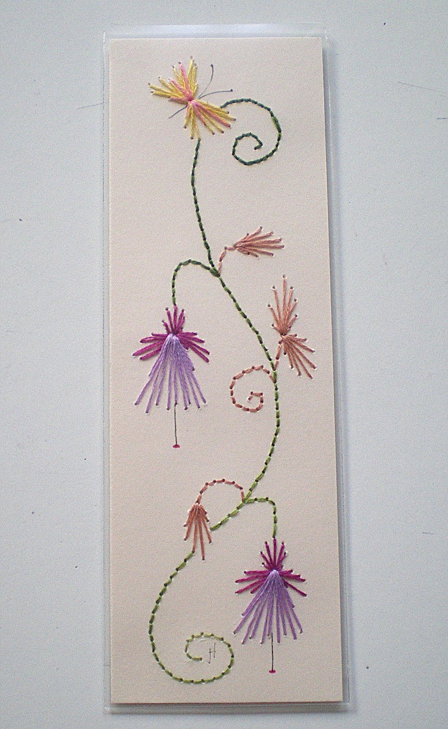 Book mark,Embroidered book mark,Embroidery,Book worms,Hand made,