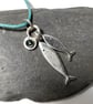 Sterling silver and blue topaz fish pendant with optional chain - Image 2