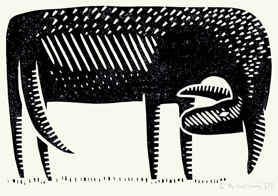 The Giant Donkey A3 linocut screen-print