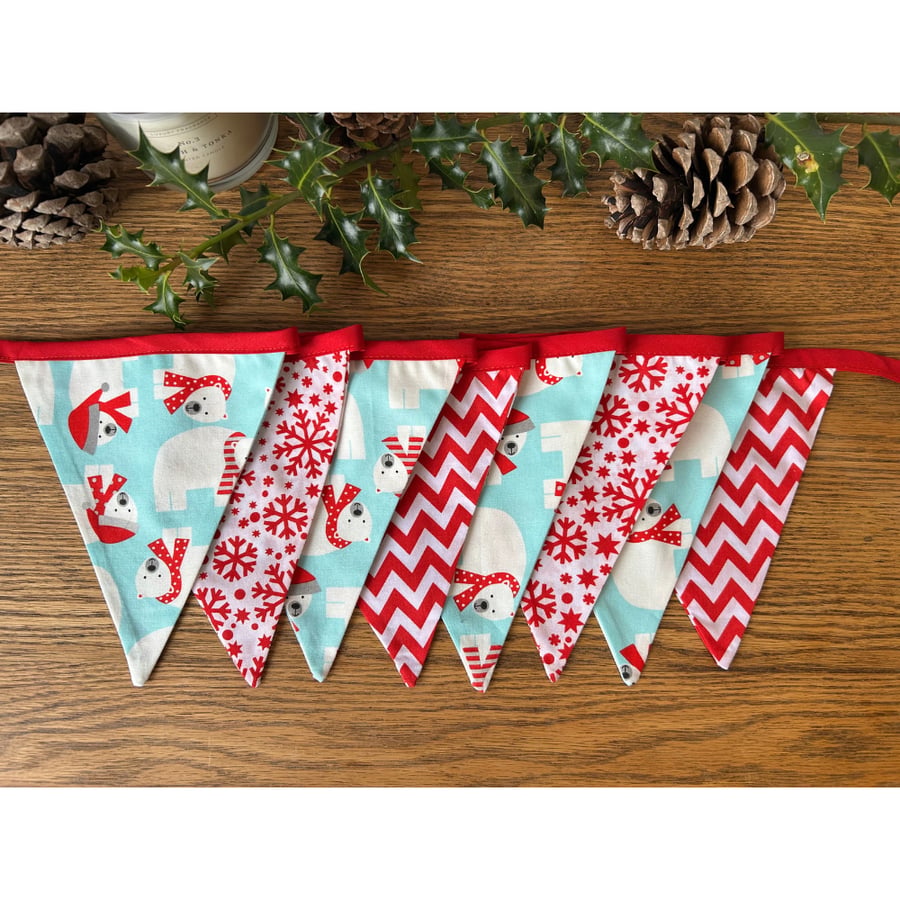 Image of Handmade Polar Bear Bunting (Blue) - Handmade Fabric Garland