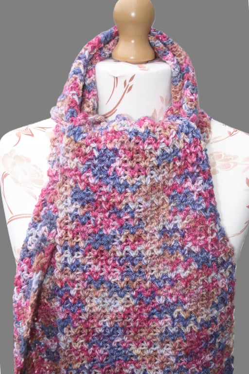 Pretty Berry Mix - Variegated Crochet Scarf