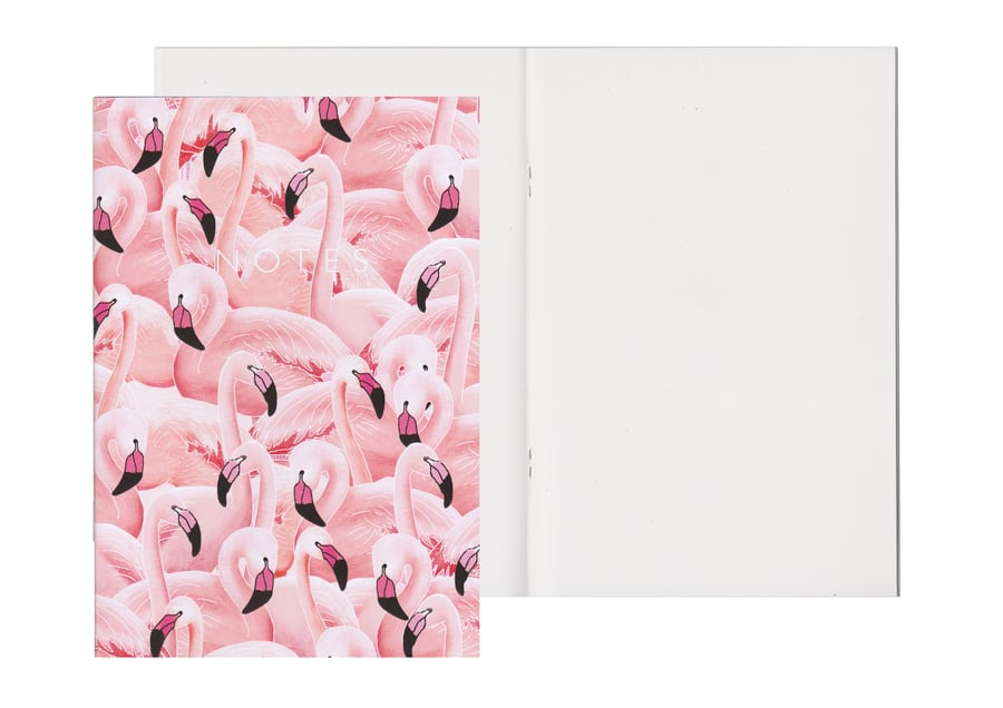 Plain Pages A5 Notebook - A Flamboyance of Flamingos
