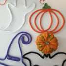 Halloween Knitted Wire Wall Hanging Decorations Home Decor Set of Four.