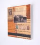 Vintage Paper Collage on Wood Panel, 14.8cms, Free UK Postage (208) - Image 3