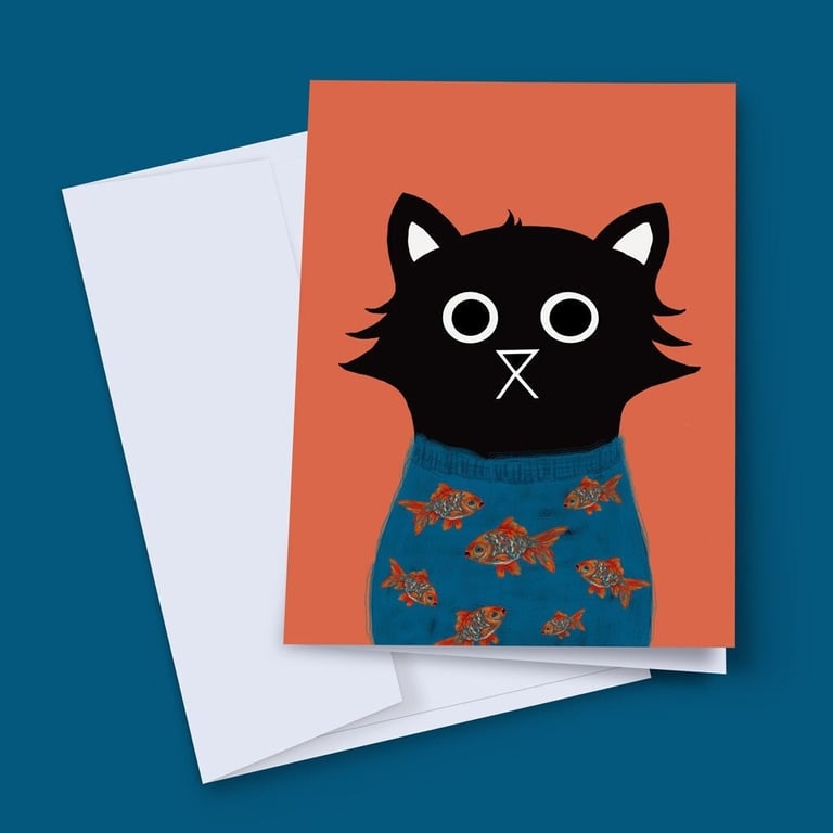 Cat Charity Card, Birthday card, Nerdy Cat Card, Cat Lovers, Cat In a Jumper