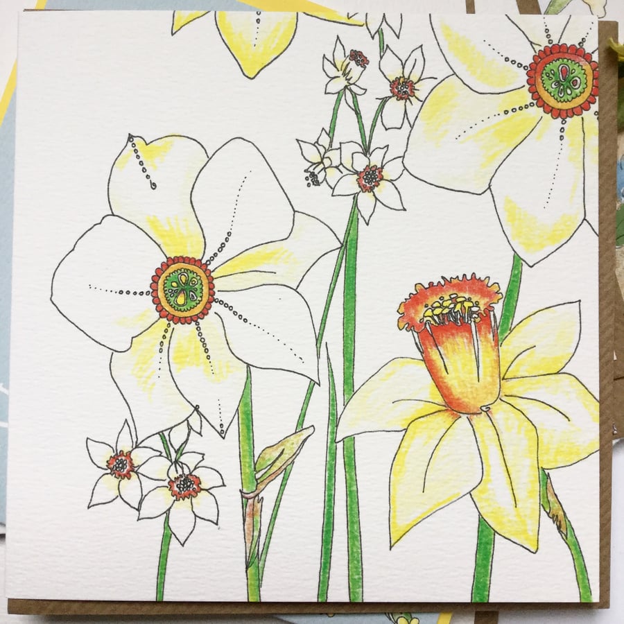 Spring Daffodils greeting card 