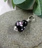 Black Flower Glass Bead Pendant, Sterling Silver & Onyx - Chain is Optional