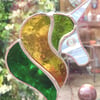Stained Glass Unicorn Suncatcher - Handmade Decoration - Lime Amber Green
