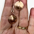 Earrings - Half Pence 1976 - 50th Birthday, Sterling Silver Ear Wires FREEPOST