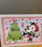 Handmade Minnie-Inspired Christmas Card – Festive Tree Decorating Design - Image 2