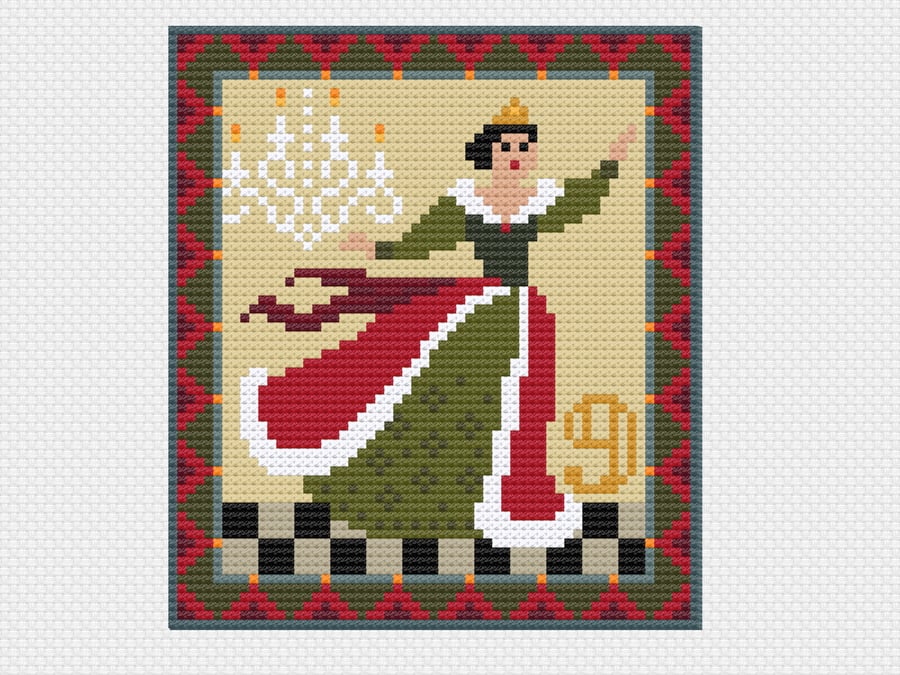 094I Cross Stitch pattern 12 days of Christmas, 9th Day Nine Ladies Dancing 