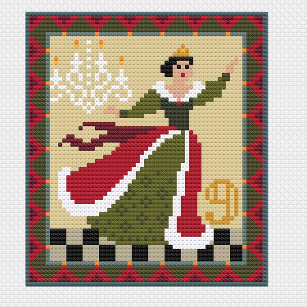 094I Cross Stitch pattern 12 days of Christmas, 9th Day Nine Ladies Dancing 