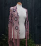 Crochet triangular shawl in sparkly gold, purple & baby pink - design LF433 - Image 3