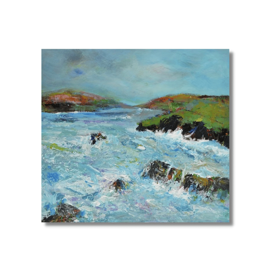 An Acrylic Painting of a Rough Sea. Scotland. Ready to Hang.