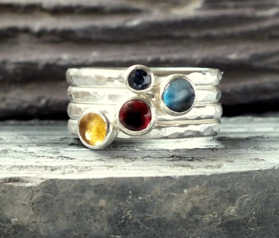 Silver ring, silver stacking rings, four ring stacker