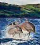 Top quality giclee print of 'Keeping Up with Mum' a dolphin painting by artist J - Image 1