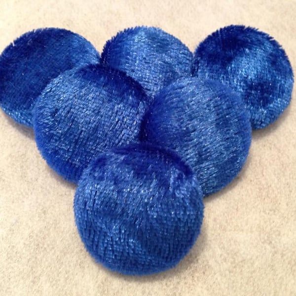 Different Sizes Available - Blue Crushed Velvet, Fabric Covered Shank Buttons 