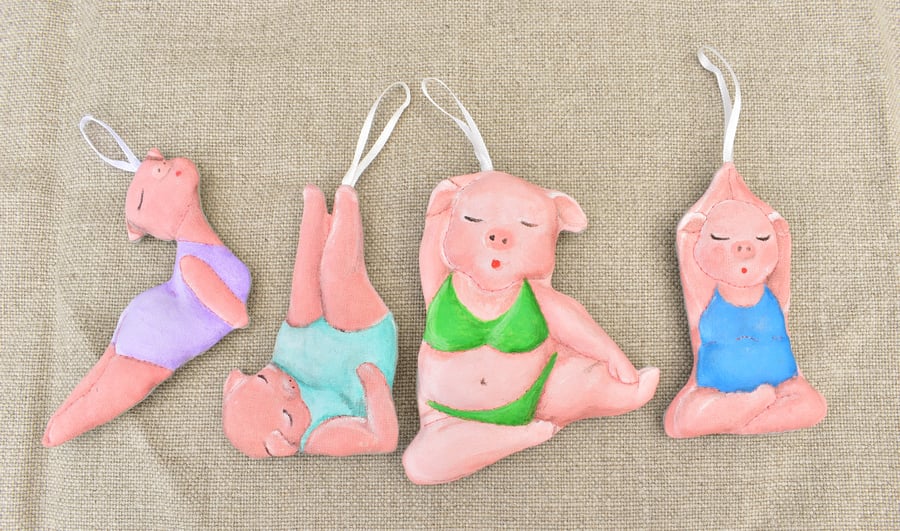 Funny yoga pig hangings