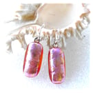 Handmade Fused Dichroic Glass Earrings 276 Amber Pink Shimmer