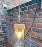 Coffee Jar Ceiling Lamp with Salvaged Wood Cap, Antique Gold Braided Flex - Image 4